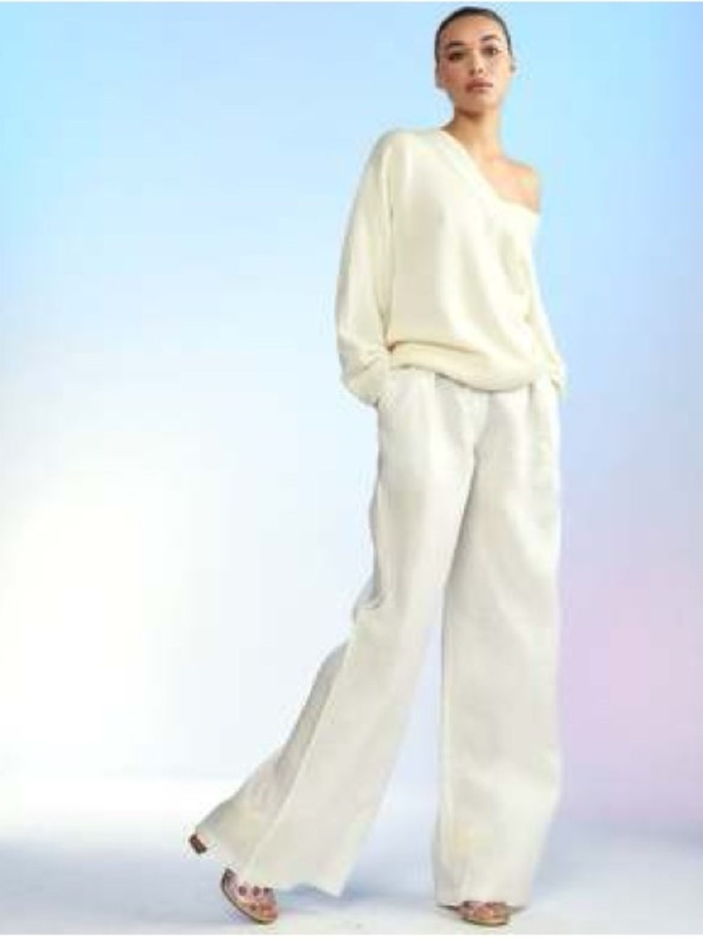 Cynthia Rowley White Wide-Leg Linen Pants